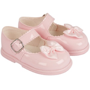 Girls Pink Patent Satin Bow Special Occasion Shoes
